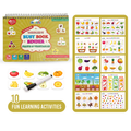 Toddler's Busy Book with fruits and vegetables theme on a white background
