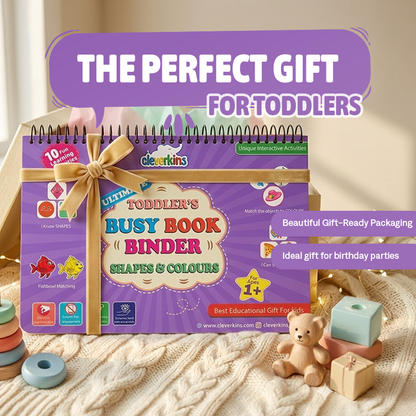 Toddler's Busy Book Binder with educational toys on a soft surface