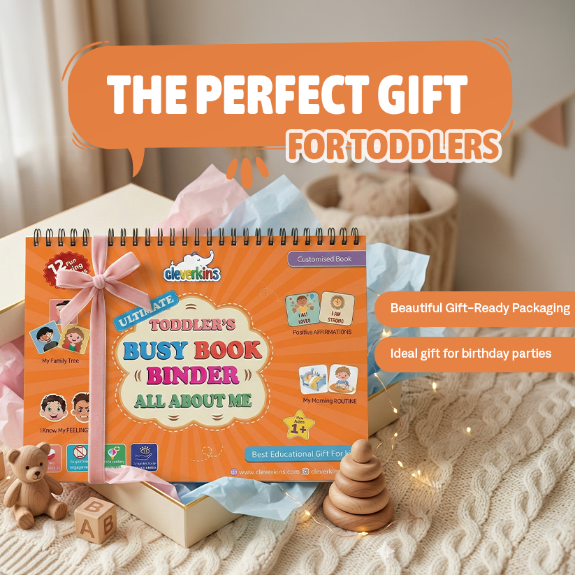 Toddler's Busy Book Binder with educational toys on a soft surface