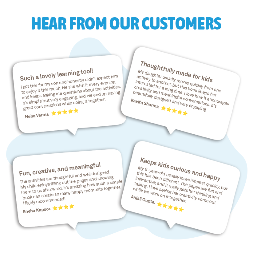 Reviews from customers displayed on a white background with blue accents