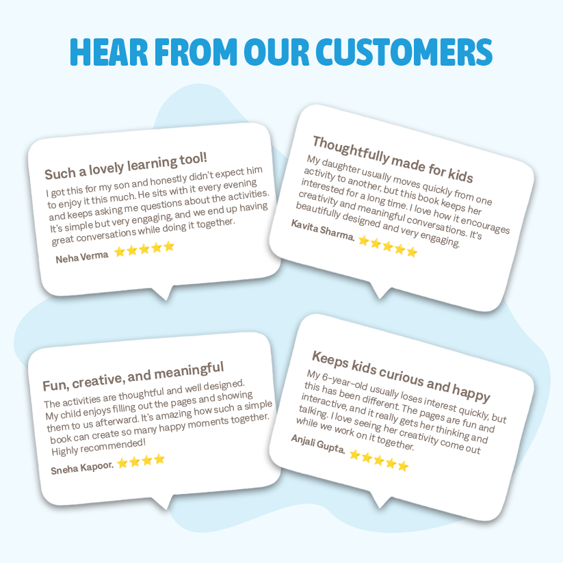 Reviews from customers displayed on a white background with blue accents