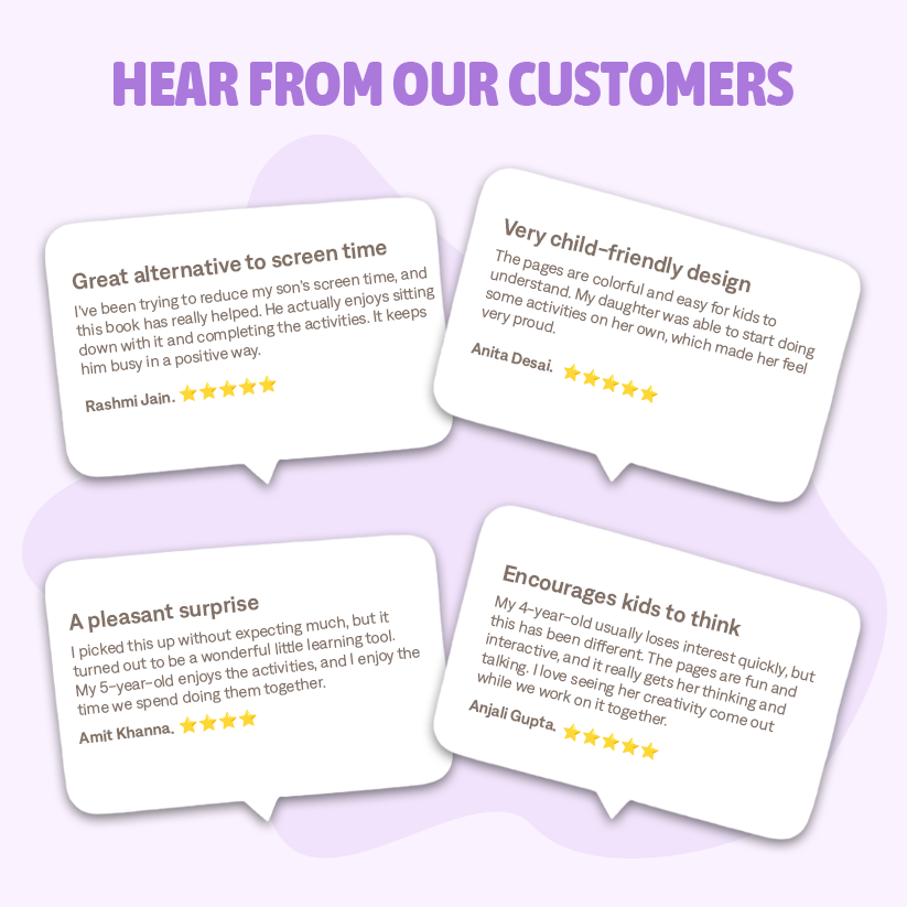 Reviews from customers on a purple background
