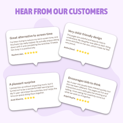 Reviews from customers on a purple background
